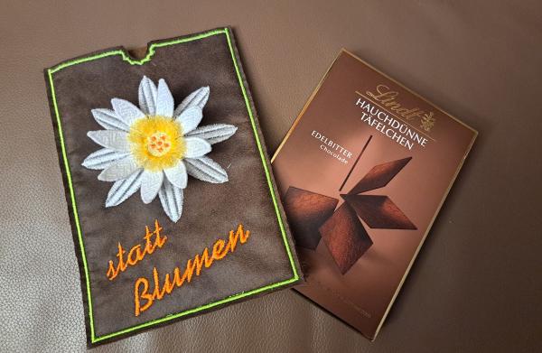 ITH - Stickdatei Schokoladenhülle 3D Margerite Lindt Schokoladentäfelchen 125g